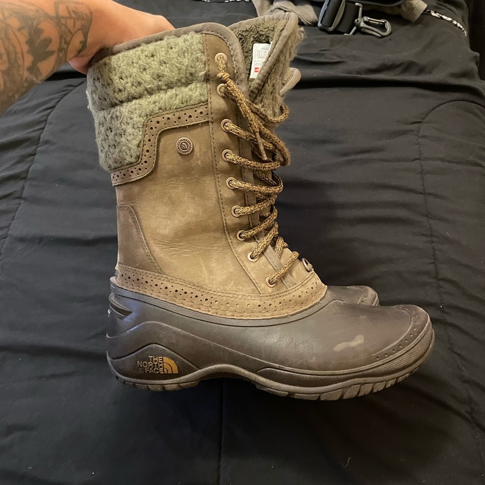 The North Face Brown and Gray Winter Boots with Rugged Traction